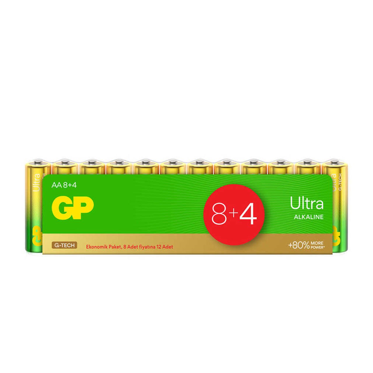 GP G-TECH Ultra Alkalin 12'li AA Kalem Pil