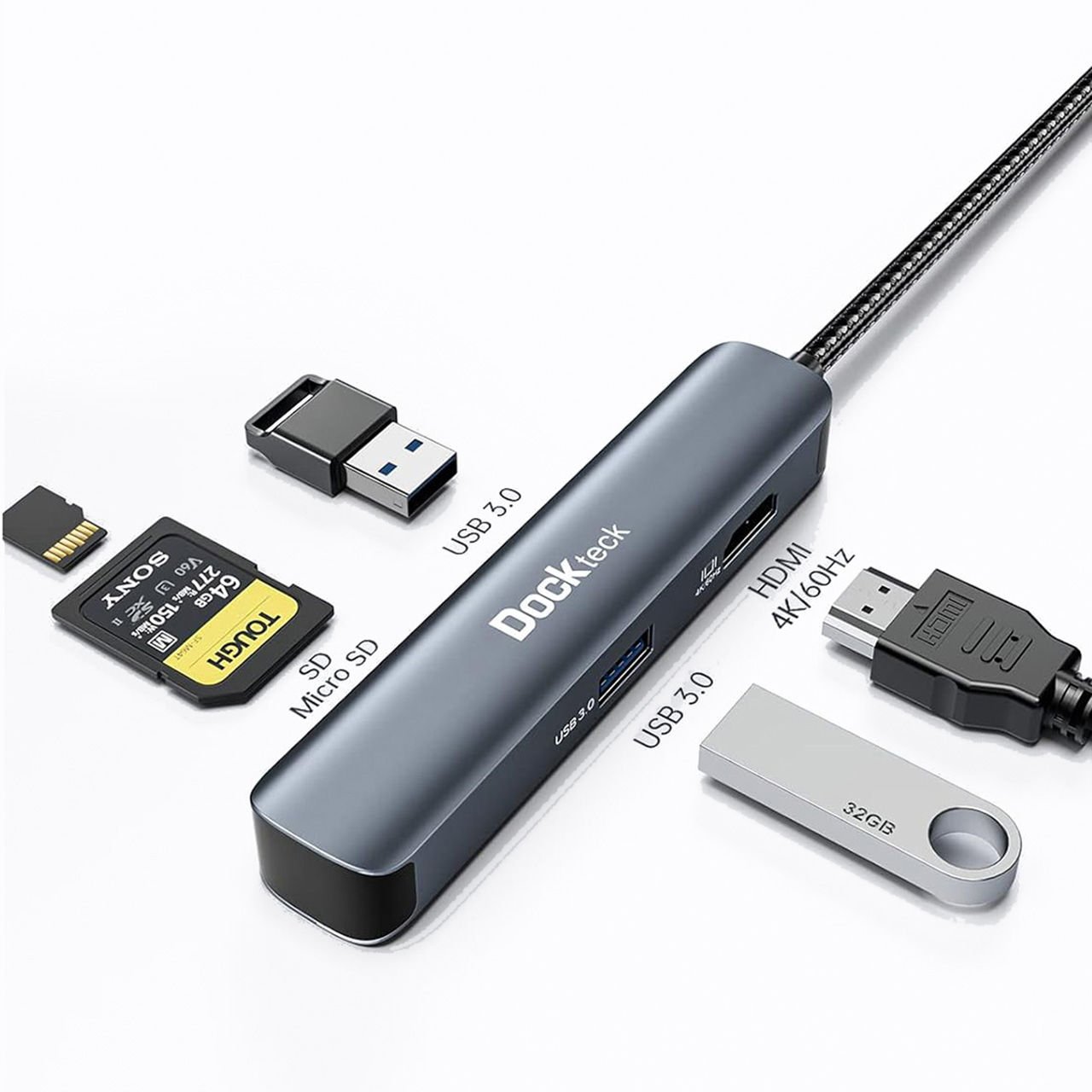 Dockteck DD0013 HDMI SD TF 2xUSB 3.0 5 in 1 Multiport USB C Hub