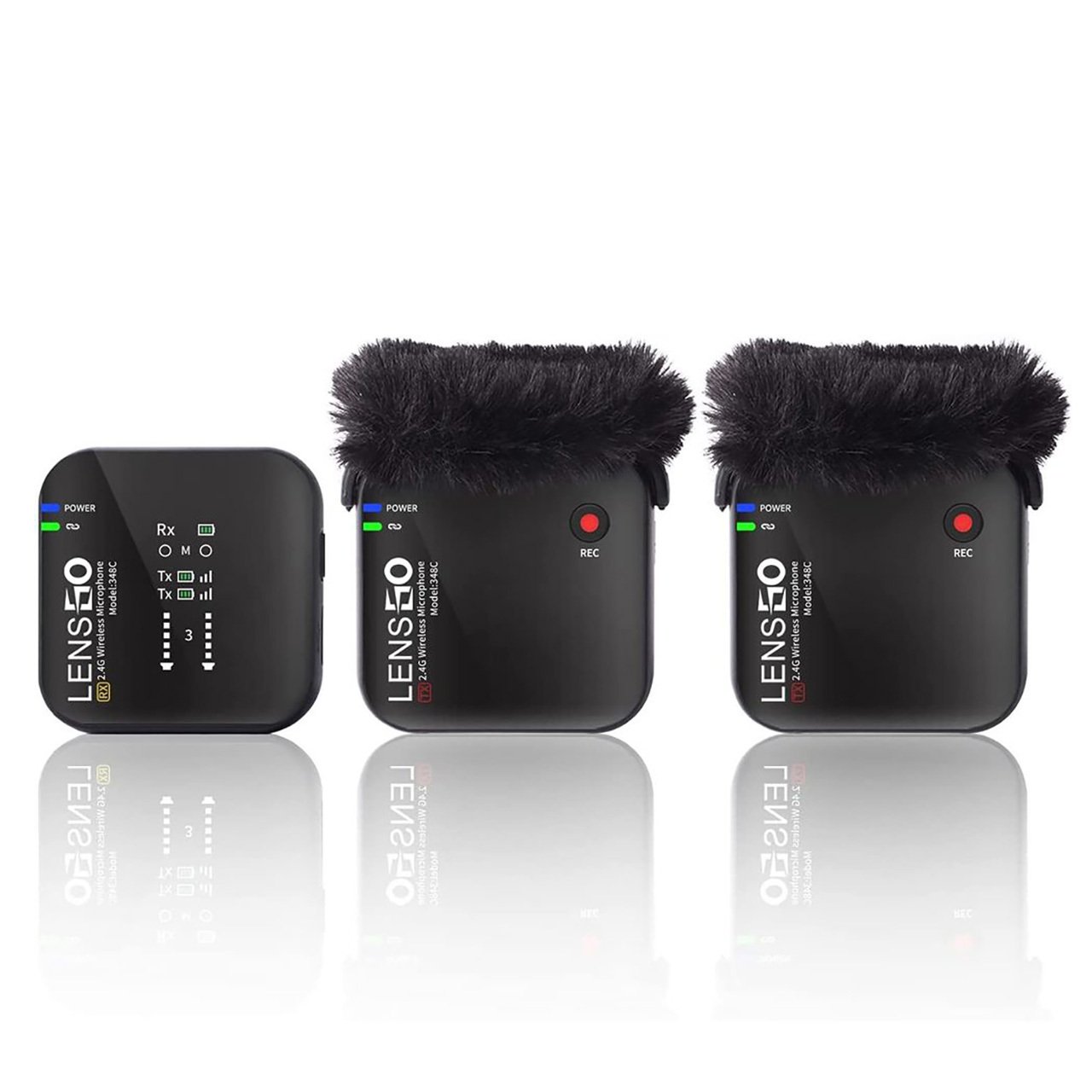 Lensgo 348C 1V2 Kablosuz İkili Mikrofon Seti Siyah