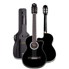 Midex MGX-100BK-BAG Üst Seviye Klasik Gitar 44 Sap Ayarlı Gül Klavye (Siyah)