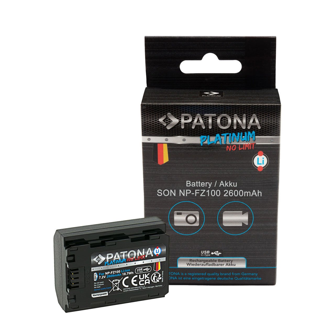 Patona NP-FZ100 USB Sony Fotoğraf Makinesi Batarya (Type-c Girişli)