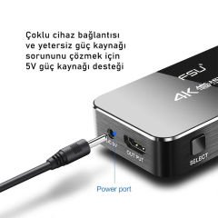 Techstorm TS4K0401A 4 Port Ses Çıkışlı Hdmi Switch