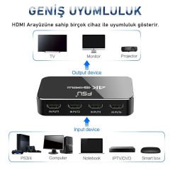 Techstorm TS4K0401A 4 Port Ses Çıkışlı Hdmi Switch