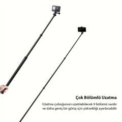 Markofist MF-MNP01 Uzun Karbon Fiber Selfie Çubuğu Monopod 3m