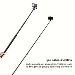 Markofist MF-MNP01 Uzun Karbon Fiber Selfie Çubuğu Monopod 3m