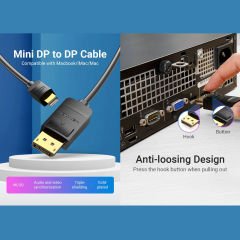 Vention Mini DisplayPort to DisplayPort Kablo 1.5m, 4K 60Hz, DisplayPort 1.2 (HAABG)