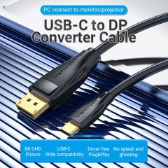 Vention Type-C to DisplayPort Kablo 1.5m, 8K 60Hz, DisplayPort 1.4 (CGYBG)
