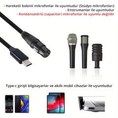 Markofist MF-XLRC-3M XLR to Type-c Telefon İçin Enstruman ve Mikrofon Bağlantı Kablosu
