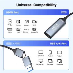 Markofist HDMI Capture Kartı | 1080P 30 FPS OBS, Zoom, Twitch Yayınları İçin Bilgisayar ve Mobil Destekli