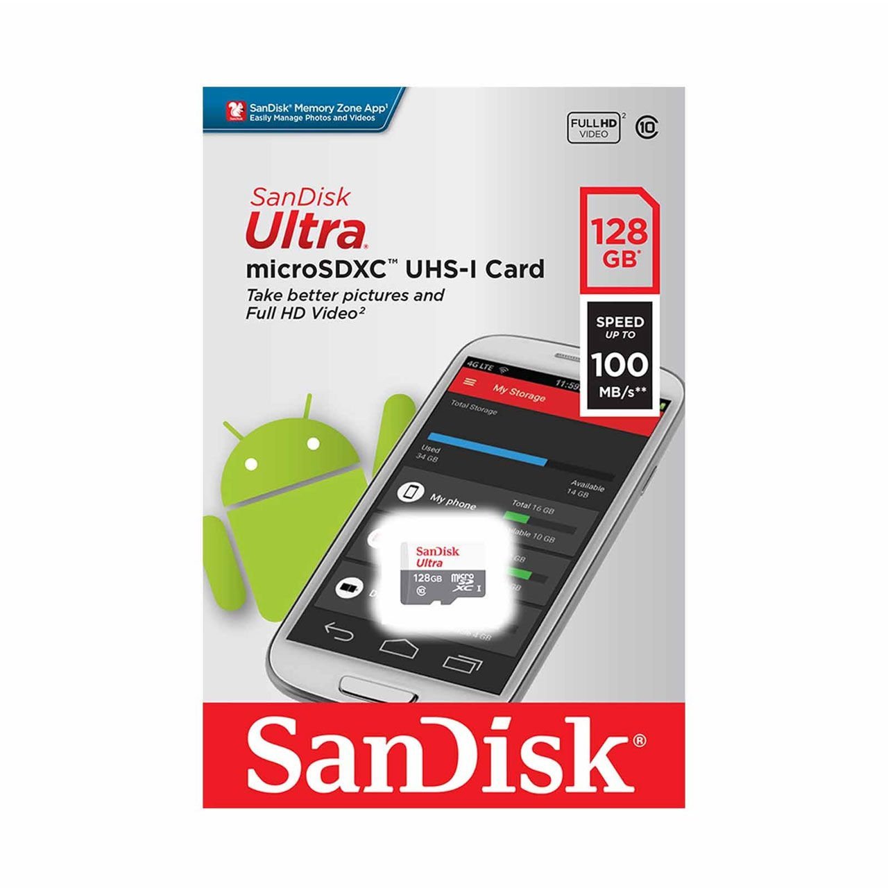 Sandisk Ultra 128GB 100mb/s MicroSDXC Hafıza Kartı