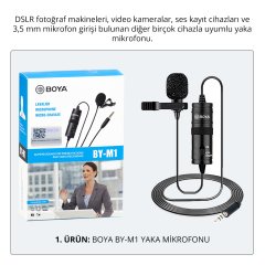Boya BY-M1 Yaka Mikrofonu + Video Seti