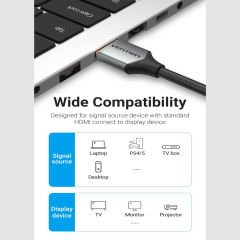 Vention Ultra Thin Hdmi to Hdmi Kablo 50cm, HDMI 2.0, 4K 60Hz (ALEHD)