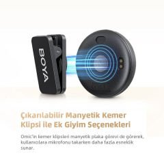 Boya Omic-D Wireless İkili Yaka Mikrofonu Lightning (Siyah)