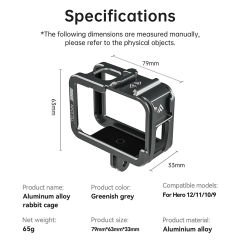 Telesin GP-FMS-G11 Gopro Hero 9 10 11 12 Vlog Case Metal Kafes