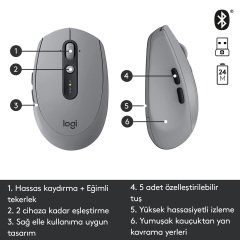 Logitech M590 Sessiz Flow Mouse Gri