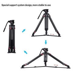 Miliboo MTT609A Hidrolik Kafalı Profesyonel Alüminyum Video Tripod