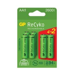GP ReCyko Şarj Edilebilir AA Kalem Pil 6'lı (GP270AAHCE4 2-2EB6)