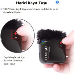 Lensgo 348C 1V2 Kablosuz İkili Mikrofon Seti Siyah