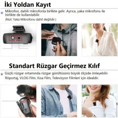Lensgo 348C 1V2 Kablosuz İkili Mikrofon Seti Siyah