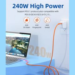 Markofist MF-DK57 USB-C Görüntü, Ses ve Data Kablosu, 1 Metre Sıvı Silikon, USB 3.2, 20GBPS, 240W, 5K, 4K 144Hz