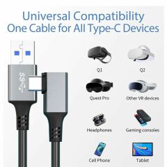 Markofist MF-DK51 Type-C to Usb Oculus Quest Data ve Şarj Aktarım Kablosu 5 Metre  5Gpbs