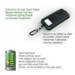 Deji DJ-OL02 Güneş Enerjili Powerbank 10000mah Yeşil