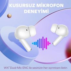 Woyax Pro Kablosuz Bluetooth Kulak İçi Kulaklık (ENC, LCD) - Beyaz