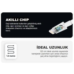 Deji DJ-C03 Lightning Usb Data ve Şarj Kablosu Beyaz