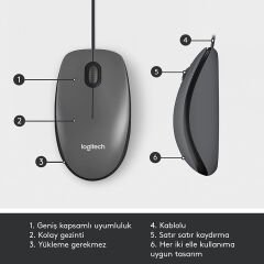 Logitech B100 USB Kablolu Optik Mouse