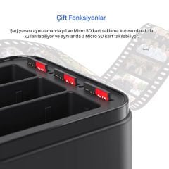 aMagisn AP17 Gopro Hero 13 Black Üçlü Batarya Pil Şarj Cihazı