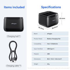 aMagisn AP17 Gopro Hero 13 Black Üçlü Batarya Pil Şarj Cihazı