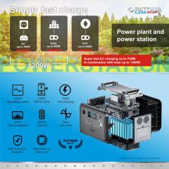 PATONA 9969 Platinum Taşınabilir Güç İstasyonu 1200 960Wh PD100W USB-C USB-A AC LED Işık LiFePO4