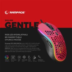 Rampage SMX-R85 Gentle 6400dpi Kırmızı RGB Ledli Süper Hafif Makrolu Gaming Oyuncu Mouse