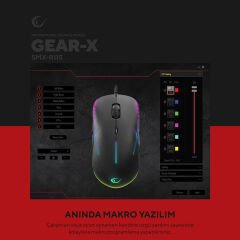 Rampage SMX-R115 Gear-x 6400dpi Hareketli RGB Işıklı 9 Adet Makro Tuşlu Gaming Oyuncu Mouse