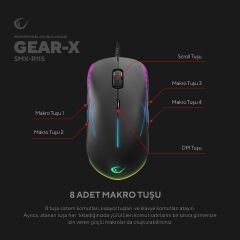 Rampage SMX-R115 Gear-x 6400dpi Hareketli RGB Işıklı 9 Adet Makro Tuşlu Gaming Oyuncu Mouse