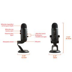 Blue Yeti Profesyonel USB Yayıncı Mikrofonu - Mavi