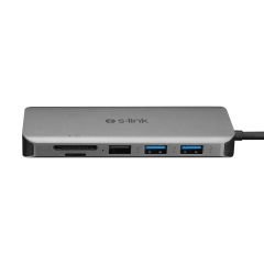S-link Swapp SW-U525 4K@30Hz PD Charge, HDMI, VGA, Audio SDTF Card, USB3.0, RJ45 Type C Adaptör