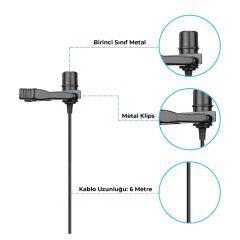 Hepa Merz HM1C Kamera Pc Telefon İçin Youtuber Yaka Mikrofonu