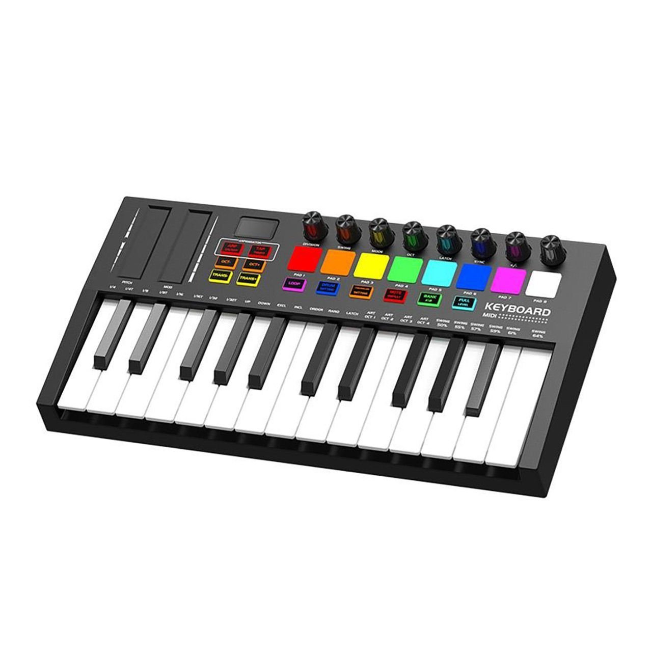 Midex MD-255 Yeni Nesil Midi Klavye 25 Tuşlu 8 Hassasiyetli Lounch Pad 8 Ton Potansı
