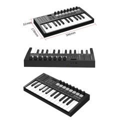 Midex MD-255 Yeni Nesil Midi Klavye 25 Tuşlu 8 Hassasiyetli Lounch Pad 8 Ton Potansı