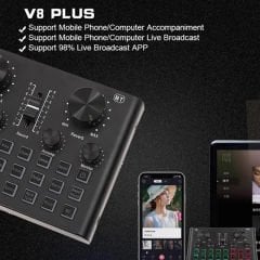 Midex VS8 PLUS Canlı Yayın Ses Kartı Efektli Radyo Mikseri (Telefon ve PC Podcast Radyo Yayıncılar)