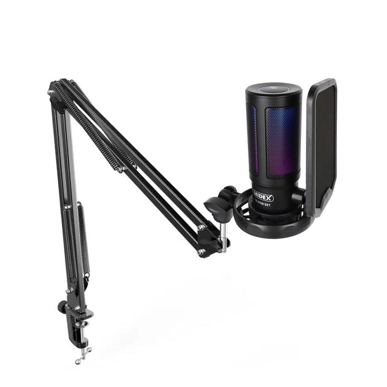 Midex V6 RGB Set USB Oyuncu ve Yayıncı Mikrofonu Condenser Stüdyo (Kayıt Gaming Tiktok Twitch Canlı yayın Discord Youtube)