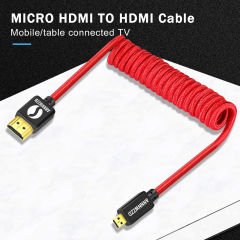 Annnwzzd HDT1203-GB Micro Hdmi to Hdmi Kablo Spiralli 1m