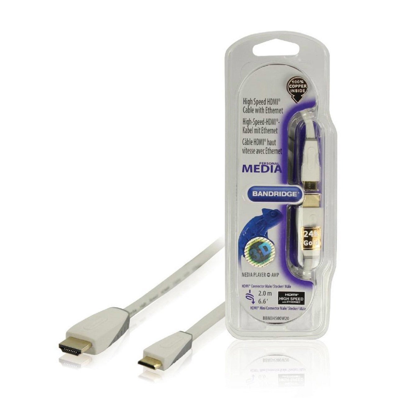 Bandridge BBM34500W20 3D FullHD Mini HDMI Kablo 2m