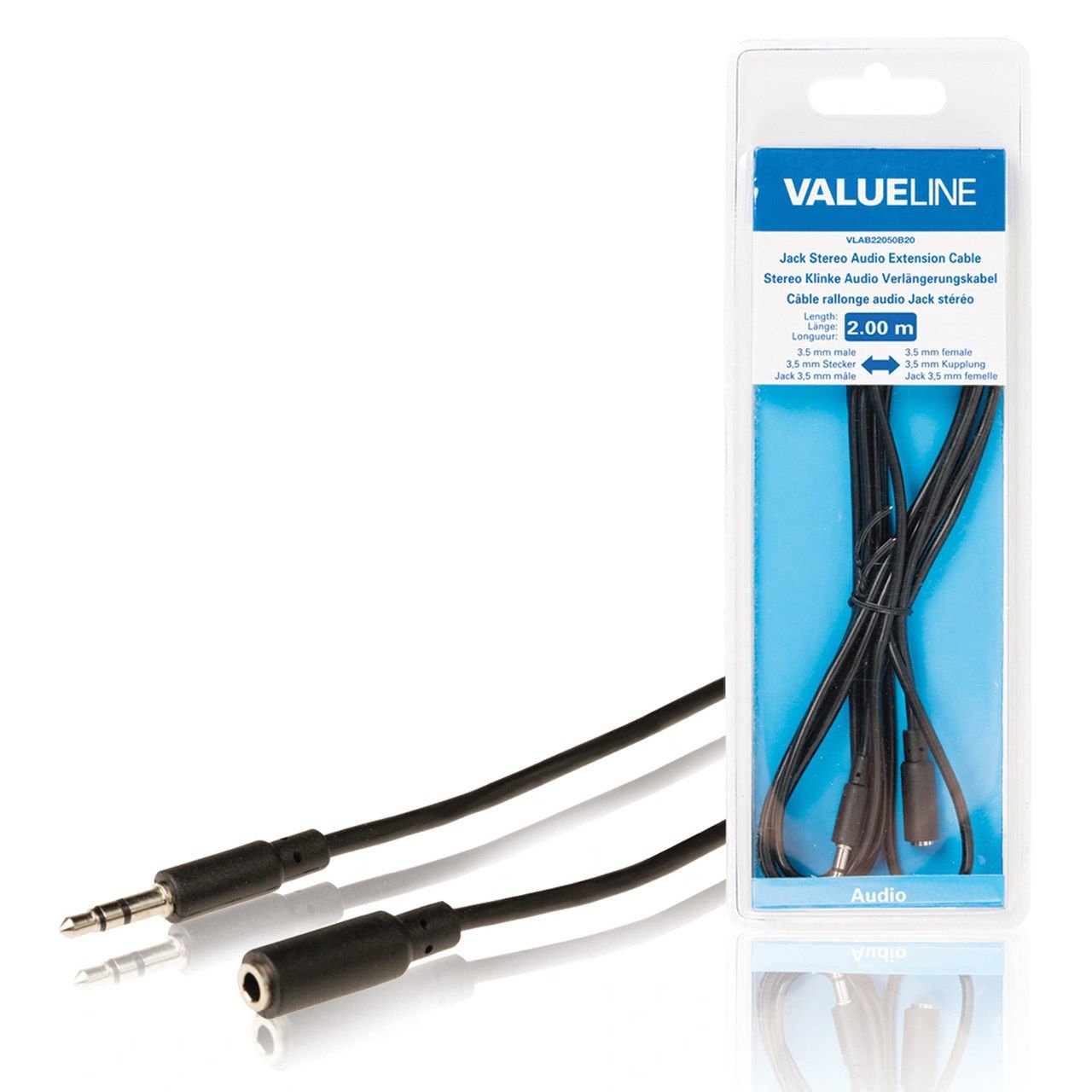 Valueline VLAB22050B20 3.5mm Stereo Erkek-Dişi Aux Uzatma Kablosu 2m