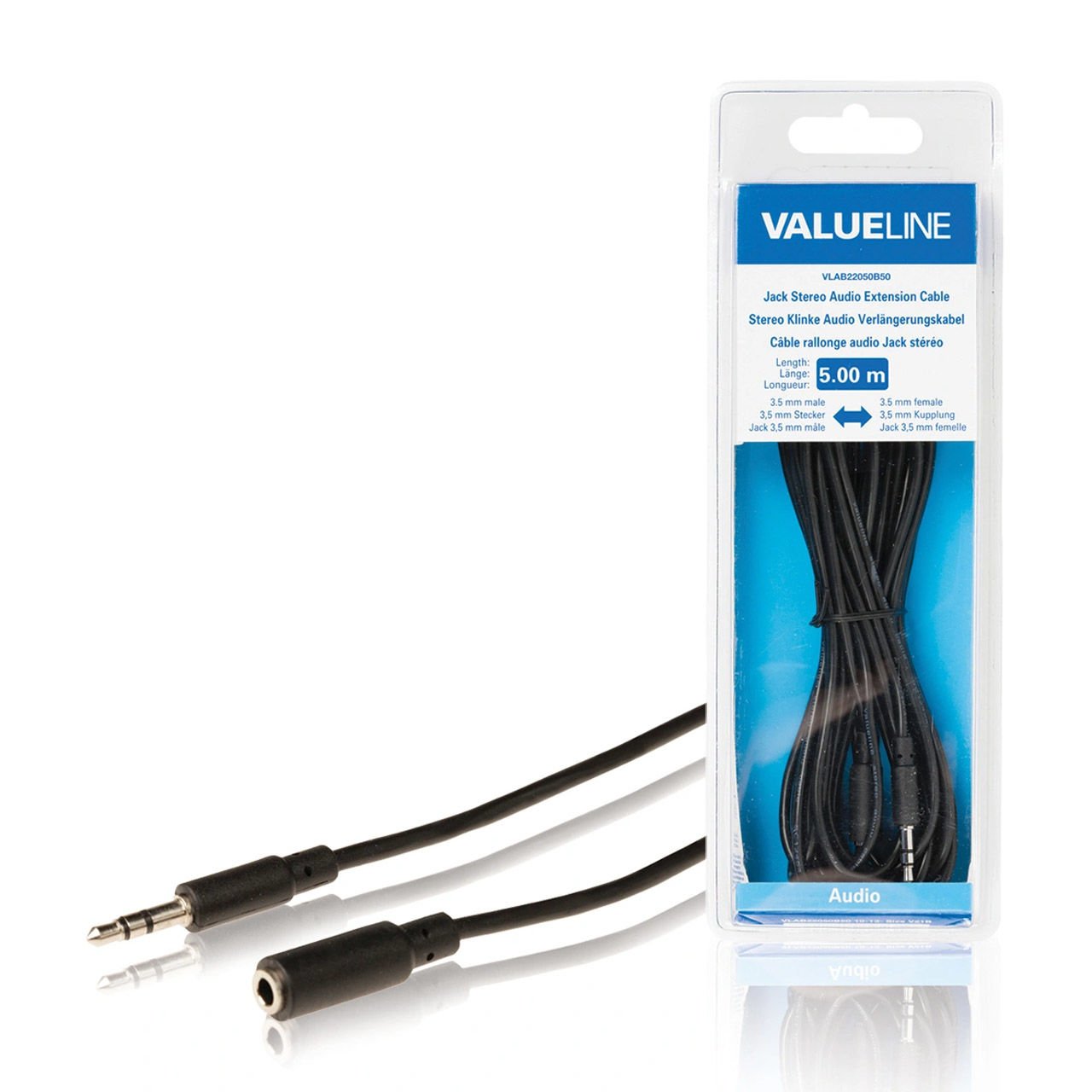 Valueline VLAB22050B50 3.5mm Stereo Erkek-Dişi Aux Uzatma Kablosu 5m