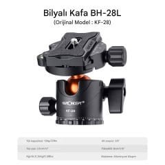 K&F Concept SA254T3 Profesyonel Deve Boynu Tripod 191cm (T254A4+BH-28L)