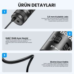 Boya BY-M1 Pro II Pilsiz Yaka Mikrofonu