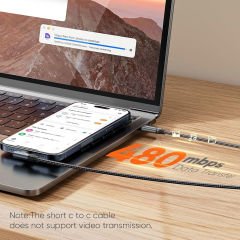 CableCreation CC1282 Type-C to Type-C Kablo 50cm, USB 2.0, 100W 5A Hızlı Şarj, 480mbps Data
