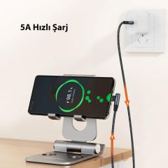 CableCreation CC1284 Type-C to Type-C Kablo 2m, USB 2.0, 100W 5A Hızlı Şarj, 480mbps Data